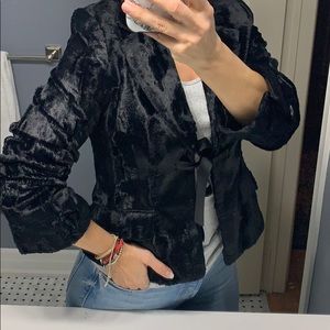 H&M Crushed velvet jacket with ribbon closure